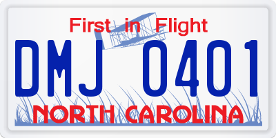 NC license plate DMJ0401