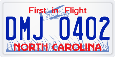 NC license plate DMJ0402