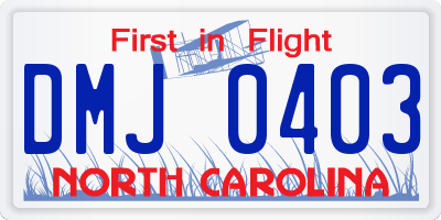 NC license plate DMJ0403