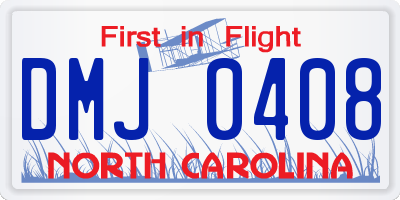 NC license plate DMJ0408