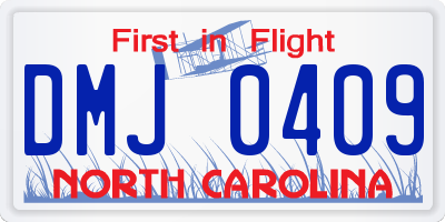 NC license plate DMJ0409