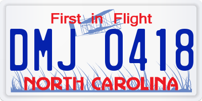NC license plate DMJ0418