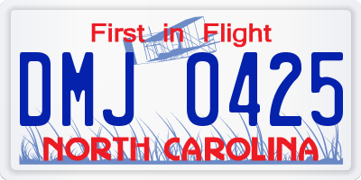 NC license plate DMJ0425