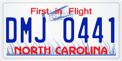 NC license plate DMJ0441