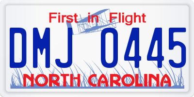 NC license plate DMJ0445