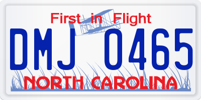 NC license plate DMJ0465