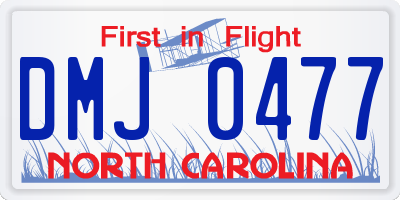 NC license plate DMJ0477