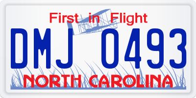 NC license plate DMJ0493