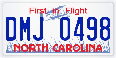 NC license plate DMJ0498