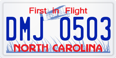 NC license plate DMJ0503