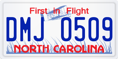 NC license plate DMJ0509