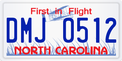 NC license plate DMJ0512