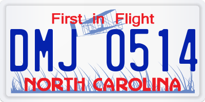 NC license plate DMJ0514