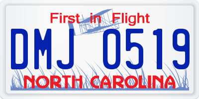 NC license plate DMJ0519