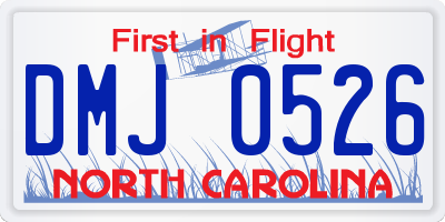 NC license plate DMJ0526