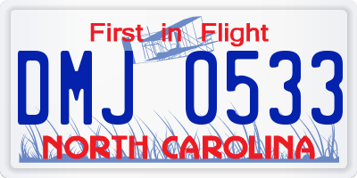 NC license plate DMJ0533