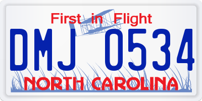 NC license plate DMJ0534