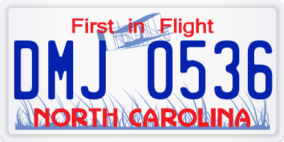 NC license plate DMJ0536