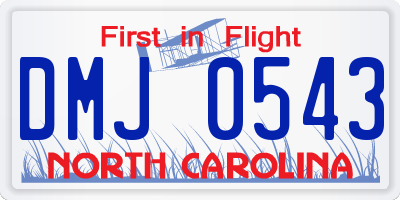 NC license plate DMJ0543
