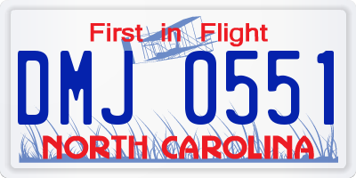 NC license plate DMJ0551