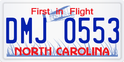NC license plate DMJ0553