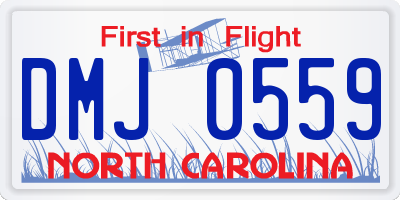 NC license plate DMJ0559