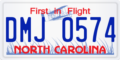 NC license plate DMJ0574