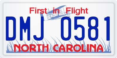 NC license plate DMJ0581