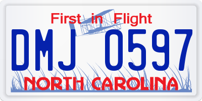 NC license plate DMJ0597