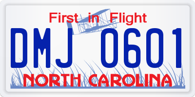 NC license plate DMJ0601