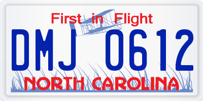 NC license plate DMJ0612