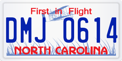 NC license plate DMJ0614