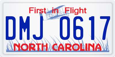 NC license plate DMJ0617