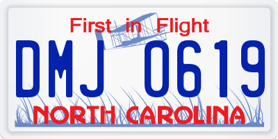 NC license plate DMJ0619