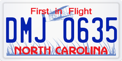 NC license plate DMJ0635