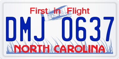 NC license plate DMJ0637
