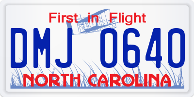 NC license plate DMJ0640