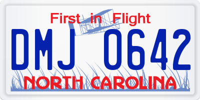 NC license plate DMJ0642
