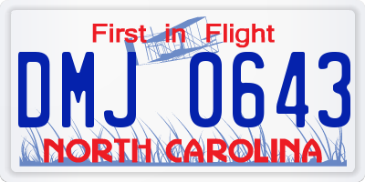 NC license plate DMJ0643