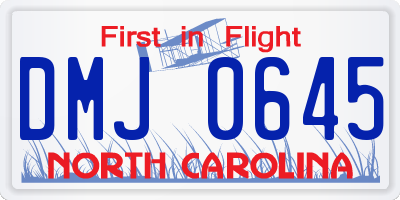 NC license plate DMJ0645