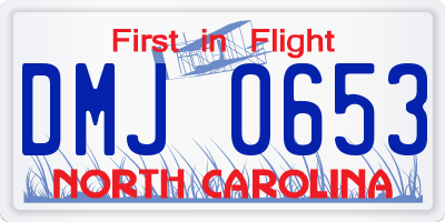 NC license plate DMJ0653