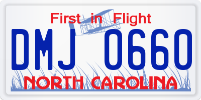 NC license plate DMJ0660