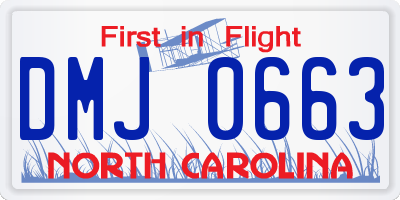 NC license plate DMJ0663