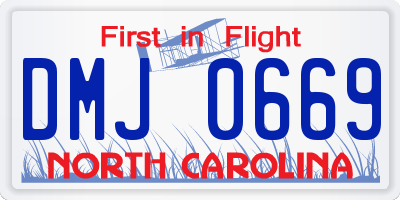 NC license plate DMJ0669