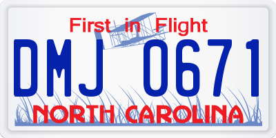 NC license plate DMJ0671