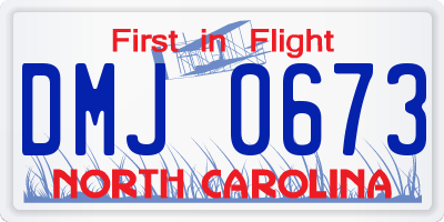 NC license plate DMJ0673