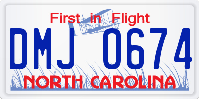 NC license plate DMJ0674
