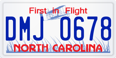 NC license plate DMJ0678