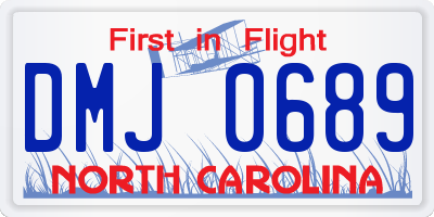 NC license plate DMJ0689
