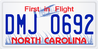 NC license plate DMJ0692